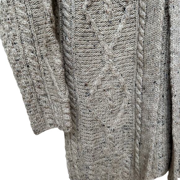 Carraig Donn Irish Wool Cable Knit Cardigan Sweater Coat M - Picture 5 of 6